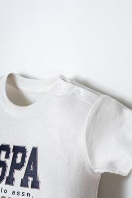 U.S. Polo Assn. Erkek Bebek Şort T-Shirt Takım %100 Pamuk Esnek Şortlu Yazlık Bebek Takımı - 2
