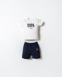 U.S. Polo Assn. Erkek Bebek Şort T-Shirt Takım %100 Pamuk Esnek Şortlu Yazlık Bebek Takımı Beyaz