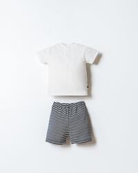 U.S. Polo Assn. Erkek Bebek Şort T-Shirt Takım %100 Pamuk Süprem Üst İnterlok Şort Çizgili Lacivert Beyaz Yazlık Alt Üst Takım - 4