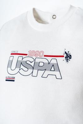 U.S. Polo Assn. Erkek Bebek Şort T-Shirt Takım %100 Pamuk Süprem Üst İnterlok Şort Çizgili Lacivert Beyaz Yazlık Alt Üst Takım - 2