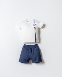 U.S. Polo Assn. Erkek Bebek Şort T-Shirt Takım %100 Pamuk Yazlık Bebek Takımı Beyaz
