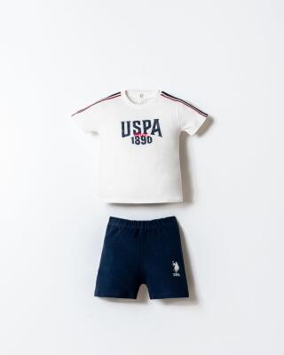 U.S. Polo Assn. Erkek Bebek Şort T-Shirt Takım %100 Pamuk Yazlık Bebek Takımı USPA Baskılı - 1