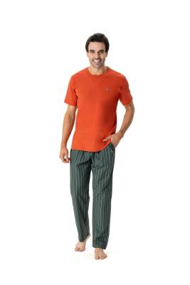 U.S. Polo Assn. - U.S. Polo Assn. Erkek Bej Melanj Yuvarlak Yaka Pijama Takımı