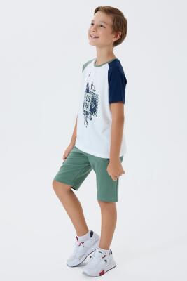 U.S. Polo Assn Erkek Çocuk Şortlu Takım %100 Pamuk Yazlık Bisiklet Yaka Tişört & Bermuda Şort Takım - 12