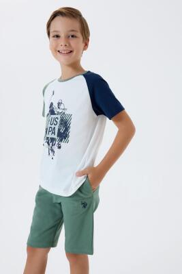U.S. Polo Assn Erkek Çocuk Şortlu Takım %100 Pamuk Yazlık Bisiklet Yaka Tişört & Bermuda Şort Takım - 7