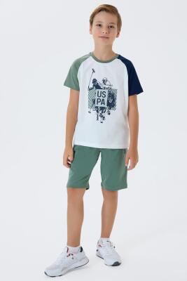 U.S. Polo Assn Erkek Çocuk Şortlu Takım %100 Pamuk Yazlık Bisiklet Yaka Tişört & Bermuda Şort Takım - 8