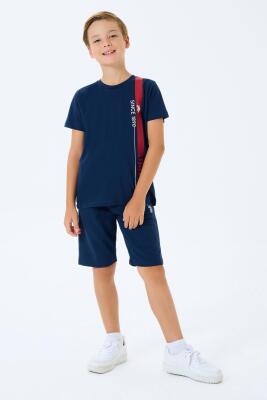 U.S. Polo Assn Erkek Çocuk Şortlu Takım %100 Pamuk Yazlık Tişört & Cepli Bermuda Şort Takım - 7