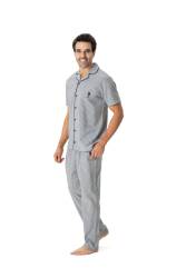 U.S. Polo Assn. Erkek Lacivert Boydan Patlı Pijama Takımı - Thumbnail