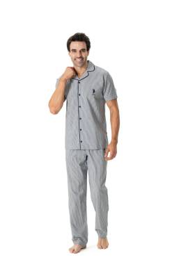 U.S. Polo Assn. - U.S. Polo Assn. Erkek Lacivert Boydan Patlı Pijama Takımı (1)