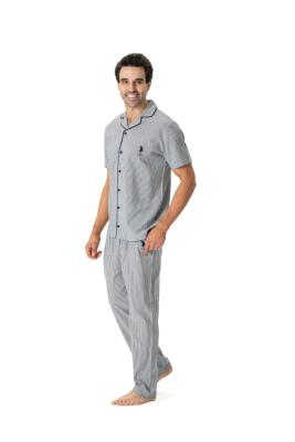 U.S. Polo Assn. Erkek Lacivert Boydan Patlı Pijama Takımı - 1