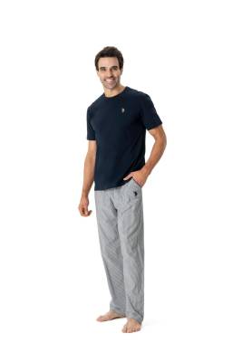 U.S. Polo Assn. - U.S. Polo Assn. Erkek Lacivert Üçlü Pijama Takımı