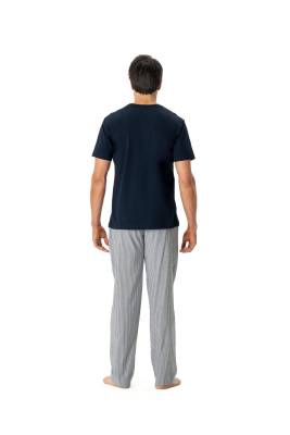 U.S. Polo Assn. - U.S. Polo Assn. Erkek Lacivert Üçlü Pijama Takımı (1)