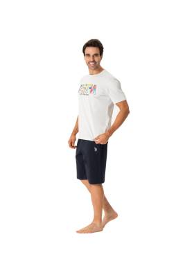 U.S. Polo Assn. Erkek Mavi Yuvarlak Yaka Şort Takımı - 4