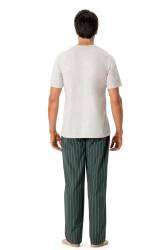U.S. Polo Assn. Erkek Pijama Takım, Alt Çizgili Üst Düz Renk - Thumbnail