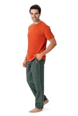 U.S. Polo Assn. Erkek Pijama Takım, Alt Çizgili Üst Düz Renk - 4