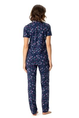 U.S. Polo Assn. - U.S. Polo Assn. Kadın %100 Pamuk Boydan Düğmeli Pijama Takım (1)