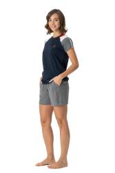 U.S. Polo Assn. Kadın Arma Nakışlı t-shirt ve şort takım, ceplidir - Thumbnail