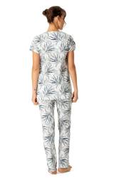 U.S. Polo Assn. Kadın Boydan Düğmeli %100 Pamuklu Pijama Takım - Thumbnail
