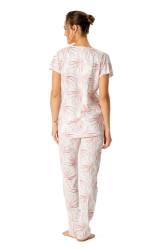 U.S. Polo Assn. Kadın Boydan Düğmeli %100 Pamuklu Pijama Takım - Thumbnail