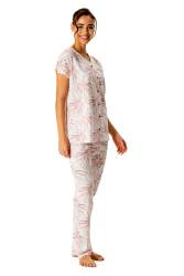 U.S. Polo Assn. Kadın Boydan Düğmeli %100 Pamuklu Pijama Takım - Thumbnail