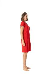 U.S. Polo Assn. Kadın Kırmızı V Yaka Rahat Elbise - Thumbnail