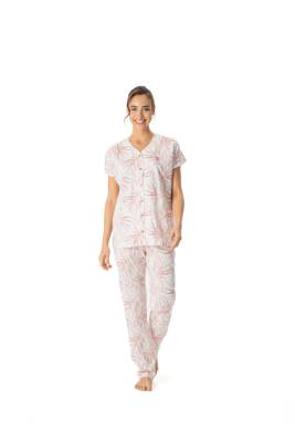 U.S. Polo Assn. - U.S. Polo Assn. Kadın Boydan Patlı Desenli Pijama Takımı (1)