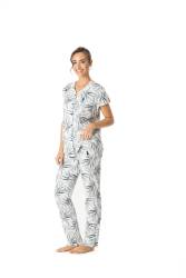 U.S. Polo Assn. Kadın Boydan Patlı Desenli Pijama Takımı - Thumbnail