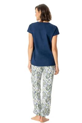 U.S. Polo Assn. - U.S. Polo Assn. Kadın V Yaka Dar Paçalı Cepli Yazlık Pijama Takım, %100 Pamuk (1)