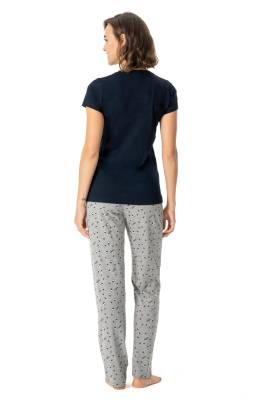 U.S. Polo Assn. Kadın V Yaka Kısakol Ev Giyim Pijama Takım - 5