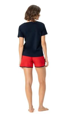U.S. Polo Assn. - U.S. Polo Assn. Kadın Yazı Baskılı T-shirt ve Şort Takım, %100 Pamuk (1)