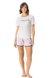 U.S. Polo Assn. Kadın Yazı Baskılı T-shirt ve Şort Takım, %100 Pamuk - Thumbnail