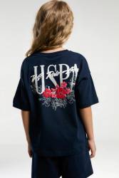 U.S. Polo Assn Kids %100 Pamuk / %100 Cotton KIZ ÇOCUK USPA BASKILI ŞORT TAKIM - Thumbnail