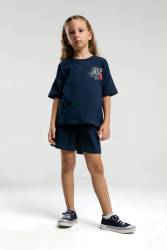 U.S. Polo Assn Kids %100 Pamuk / %100 Cotton KIZ ÇOCUK USPA BASKILI ŞORT TAKIM - Thumbnail
