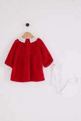 U.S. Polo Assn. Kırmızı Kadife Elbise ve Beyaz Çorap,  Kız Bebek Elbise (1)