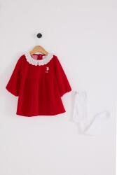 U.S. Polo Assn. Kırmızı Kadife Elbise ve Beyaz Çorap,  Kız Bebek Elbise - 1