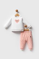 U.S. Polo Assn. Kız Bebek 3 İplik Kışlık Alt Üst Takım, Kalp Baskılı - Thumbnail