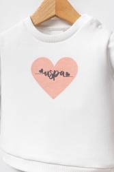 U.S. Polo Assn. Kız Bebek 3 İplik Kışlık Alt Üst Takım, Kalp Baskılı - Thumbnail