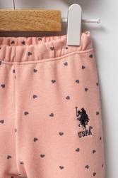 U.S. Polo Assn. Kız Bebek 3 İplik Kışlık Alt Üst Takım, Kalp Baskılı - Thumbnail