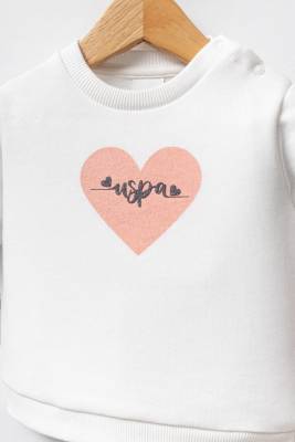 U.S. Polo Assn. - U.S. Polo Assn. Kız Bebek 3 İplik Kışlık Alt Üst Takım, Kalp Baskılı (1)