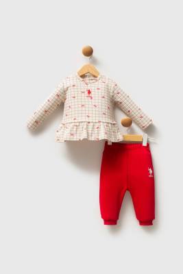 U.S. Polo Assn. - U.S. Polo Assn. Kız Bebek Alt Üst Takım, %100 Pamuk