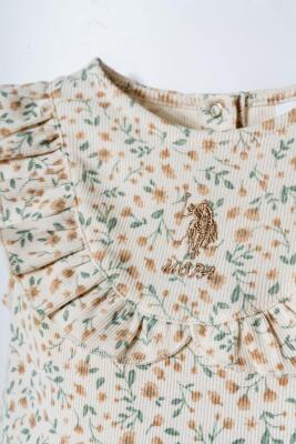 U.S. Polo Assn. Kız Bebek Çiçekli Kaşkorse Elbise-Fırfırlı Yazlık Bebek Elbisesi  - 2