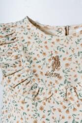 U.S. Polo Assn. Kız Bebek Çiçekli Kaşkorse Elbise-Fırfırlı Yazlık Bebek Elbisesi  - 2