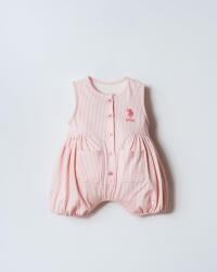 U.S. Polo Assn. Kız Bebek Çizgili Yazlık Tulum %96 Pamuk %4 Elastan Süprem Kumaş Rahat Şık Bebek Tulum (1)