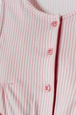 U.S. Polo Assn. Kız Bebek Çizgili Yazlık Tulum %96 Pamuk %4 Elastan Süprem Kumaş Rahat Şık Bebek Tulum - 6