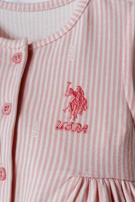 U.S. Polo Assn. Kız Bebek Çizgili Yazlık Tulum %96 Pamuk %4 Elastan Süprem Kumaş Rahat Şık Bebek Tulum - 7