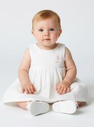 U.S. Polo Assn. Kız Bebek Dantel Elbise %100 Pamuk Dokuma Yazlık Şık Beyaz Bebek Elbisesi 