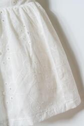 U.S. Polo Assn. Kız Bebek Dantel Elbise %100 Pamuk Dokuma Yazlık Şık Beyaz Bebek Elbisesi  - 4