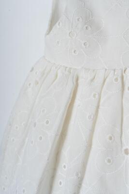 U.S. Polo Assn. Kız Bebek Dantel Elbise %100 Pamuk Dokuma Yazlık Şık Beyaz Bebek Elbisesi  - 6