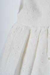 U.S. Polo Assn. Kız Bebek Dantel Elbise %100 Pamuk Dokuma Yazlık Şık Beyaz Bebek Elbisesi  - 6