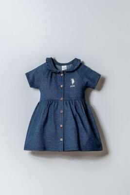 U.S. Polo Assn. Kız Bebek Denim Elbise Pamuklu Esnek Kumaş Günlük Bebek Elbisesi - 1